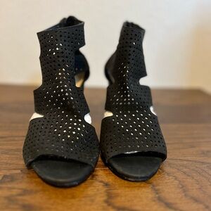 XOXO Black Perforated Heels with Open Toe